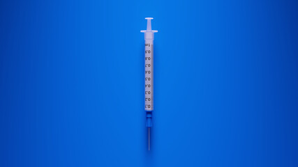 Blue Syringe Medicine Needle Vaccination Injection Drug Medical Health 3d illustration render