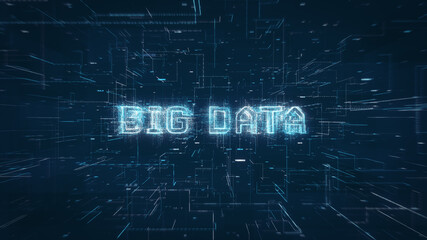 Leinwandbilder - Big Data title key word on a binary code digital network background