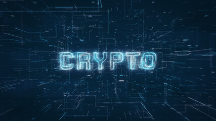 Leinwandbilder - Crypto currency title key word on a binary code digital network background