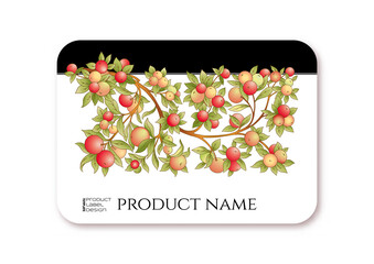 Wall Mural - Apples on branches Template for product label, cosmetic packaging. Easy to edit. Vector illustration. On white background.