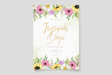 elegant sun flower and daisy invitation card set 