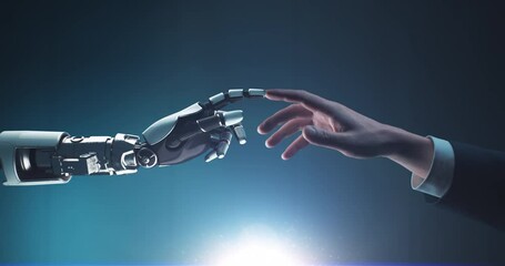 Robot turning human into cyborg