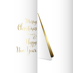 Wall Mural - vector merry christmas card with a triangle christmas tree made from white paper