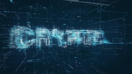 Leinwandbilder - Crypto currency title key word build up animation on a binary code digital network background