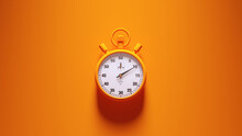 Orange Stopwatch Time Clock Alarm Watch White Face Timer Orange Background 3d Illustration Render