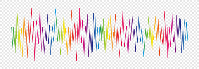 Rainbow colors sound wave on transparent background