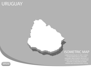 white isometric map of Uruguay elements gray background for concept map easy to edit and customize. eps 10