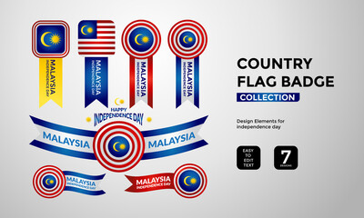 Malaysia independence day badge design collection