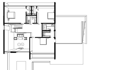 Naklejka na meble modern house architecture concept drawing vector 3d illustration