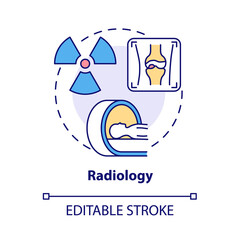 Wall Mural - Radiology concept icon. Arthritis clinic services abstract idea thin line illustration. X ray and densitometry. Arthritis diagnosing. Vector isolated outline color drawing. Editable stroke