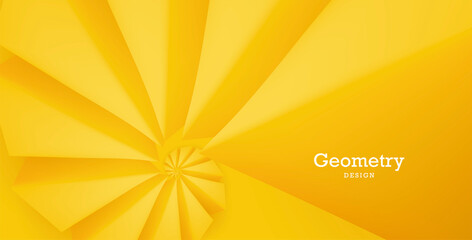Wall Mural - yellow background with abstract 3d triangle shaped forming golden ratio twist to the center