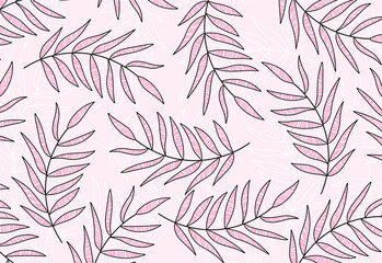  Abstract pink background with simple pink leaves pattern