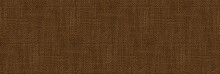 Natural Canvas Or Jute Background. Panoramic Background In Brown Tones.  