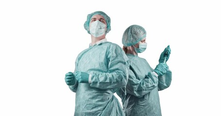 Wall Mural - team of medical professionals on a white background