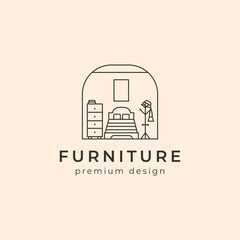 Wall Mural - furniture interior logo line art vector symbol illustration design