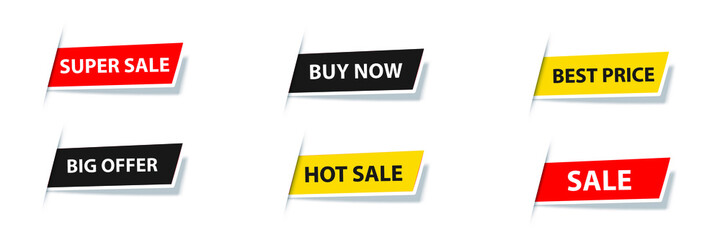 Poster - Ribbon sale badges, banners, price tags, new offers collection in red vector illustration eps 10