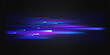 © lembergvector - Neon blue light fast motion, speed lines movement abstract fusion effect vector illustration. Futuristic horizontal texture of speedy transportation, graphic action stripes on dark background
