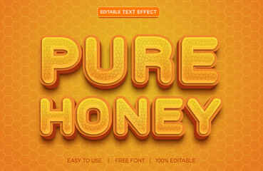 Canvas Print - pure honey editable text effect design with a premium vector with background