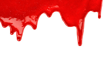 Aufkleber - Cherry sweet syrup dripping on white background