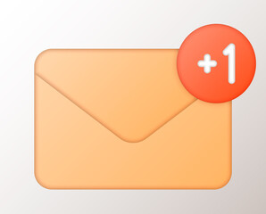Poster - One incoming message, open message icon, notification. Vector, isolated