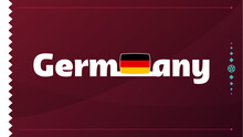 Germany Flag And Text On 2022 Football Tournament Background. Vector Illustration Football Pattern For Banner, Card, Website. National Flag Germany Qatar 2022, World Cup 