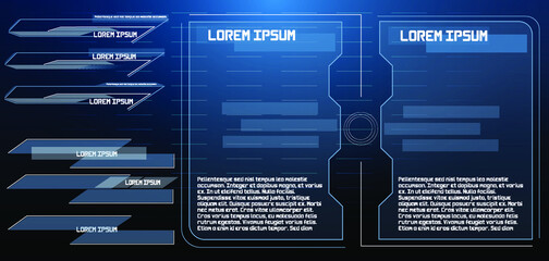 Poster - Futuristic Vector HUD Interface Screen Design. Digital callouts titles. HUD UI GUI futuristic user interface screen elements set. High tech screen for video game. Sci-fi concept design.