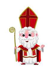 Wall Mural - Cute cartoon vector illustration of St Nicholas