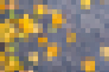Scattered Saturated Yellow And Grey Pixel Mosaic