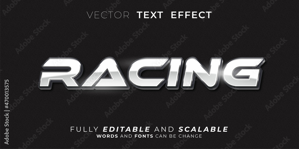 Racing text effect, Editable 3d style text tittle