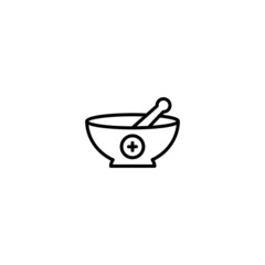 Poster - Pharmacy icon, Mortar and pestle sign vector
