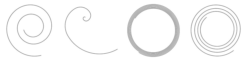 Poster - Spiral, swirl, twirl, volute design element with thin lines. Circular curved line element