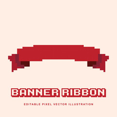 Pixel banner ribbon creative design icon vector illustration