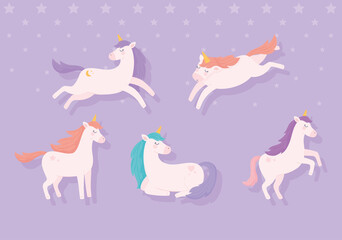 Poster - set of unicorns