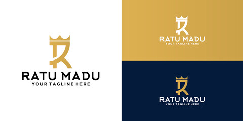 Poster - letter R logo design with crown