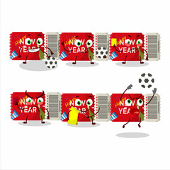 Sticker - New Year Ticket cartoon character working as a Football referee