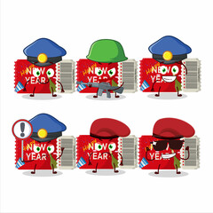 Sticker - A dedicated Police officer of new year ticket mascot design style