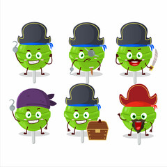 Sticker - Cartoon character of sweet melon lollipop with various pirates emoticons