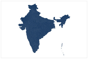 Wall Mural - dark blue india district map illustration on white background