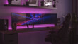 Games room with a cyber gamer computer. 3d rendering image of neon lighting