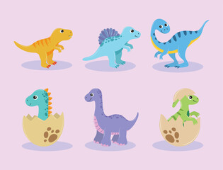 Sticker - set of cartoon dinosaurs