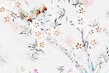 Fototapeta Sawanna - Beautiful abstract hand drawn flowers and background