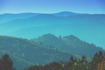 Wall Mural - Mountain landscape in the autumn morning. Beautiful nature landscape. Carpathian mountains. Ukraine