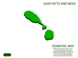 Green isometric map of Saint Kitts and Nevis elements white background for concept map easy to edit and customize. eps 10