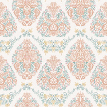 Classical Luxury Old Fashioned Damask Ornament, Royal Victorian Floral Baroque. Seamless Pattern, Background. Vector Illustration.