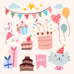 Sticker - Celebration party sticker vector set