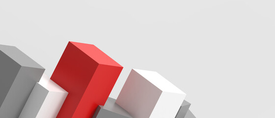 Aufkleber - Business concept and Geometric shapes for Success and Target inspiration Creative design on gray. Paper Cut ,design for banner,copy space,digital, banner,website -3d Rendering