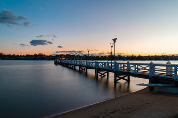 Wall Mural - Dawn view of a jetty at Parramatta River, Sydney, Australia.