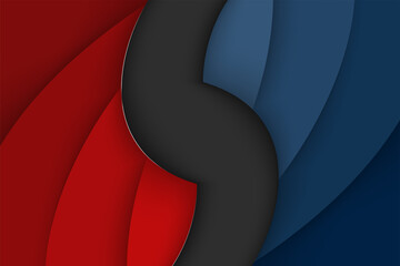 Poster - black background with red and blue curve elements. corporate concept vector design use paper cut sty