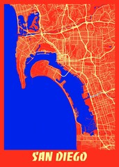 San Diego - United States Retro City Map