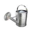 Silver metal watering can on a white background, 3d render